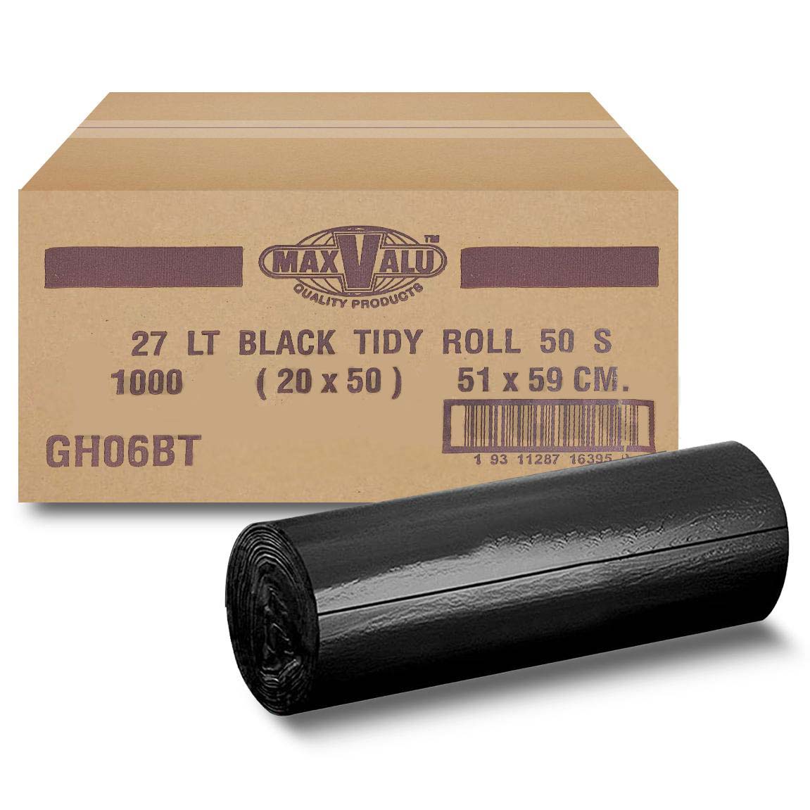 Garbage Bags Bin Liners (Black) - 50 Pack