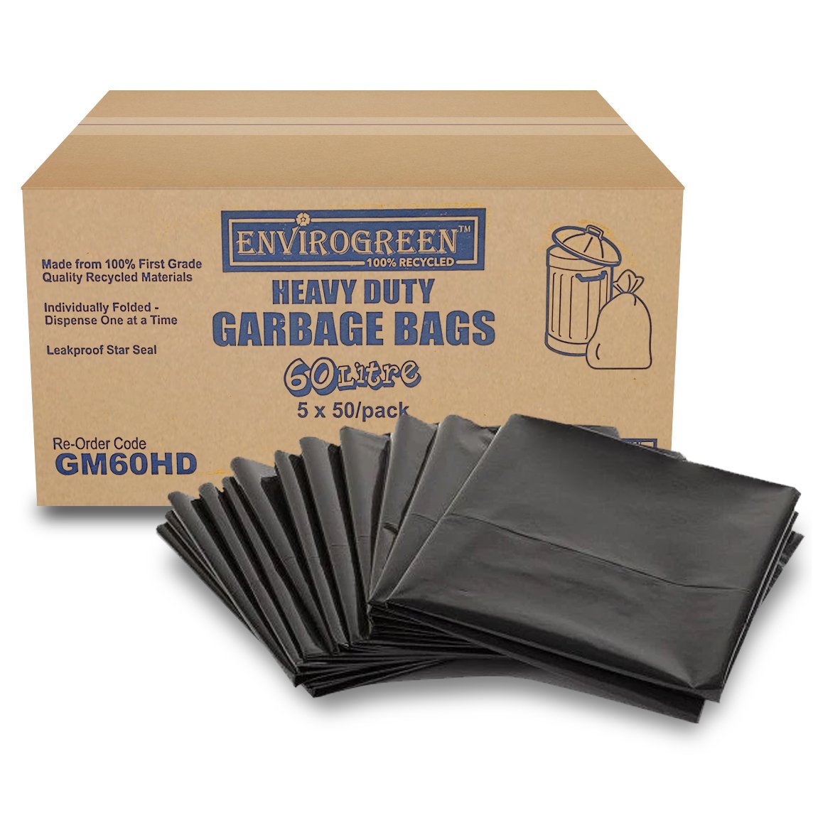 Garbage Bags Bin Liners (Black) - 50 Pack