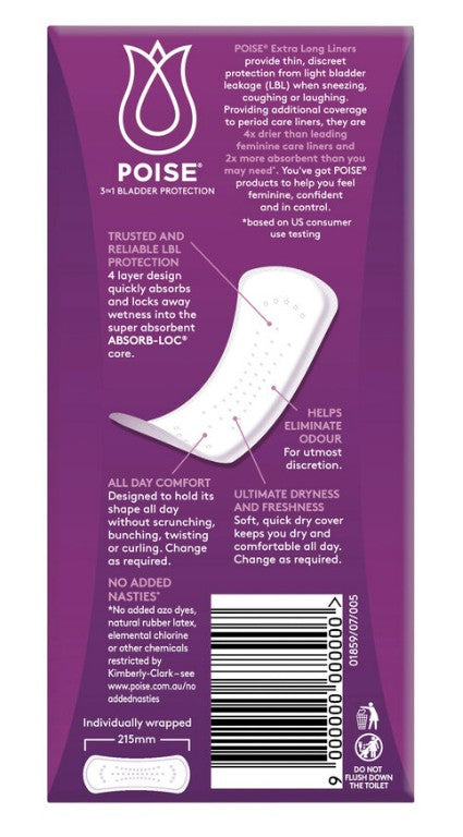 Poise Extra Long Liners - 22 Pack