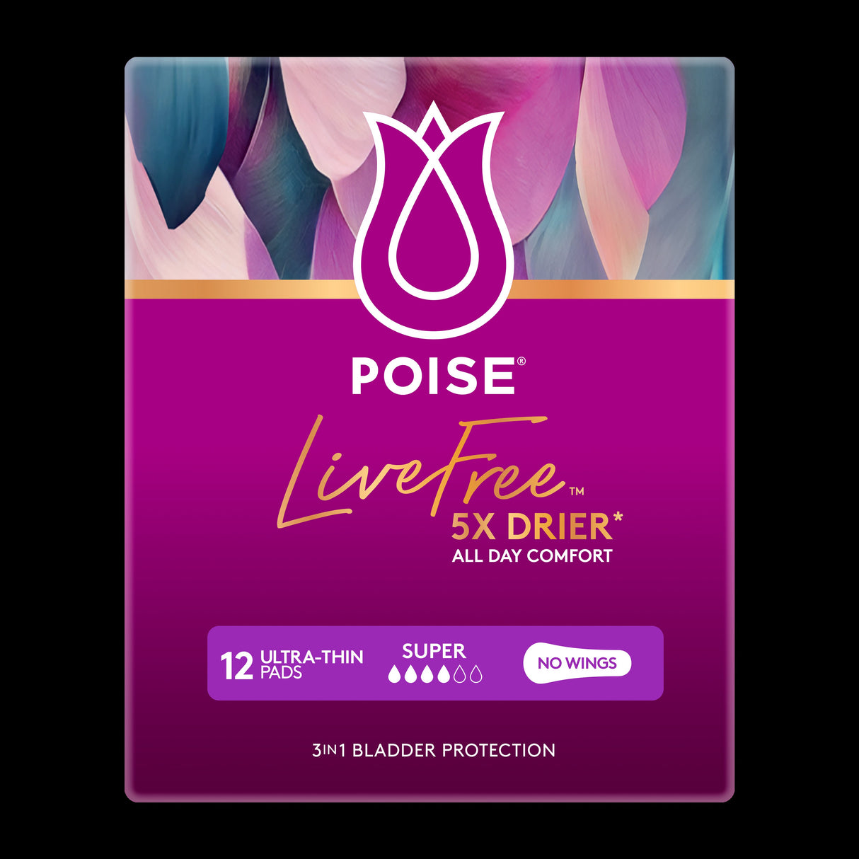 Poise LIVEFREE Super Pads - 12 Pack