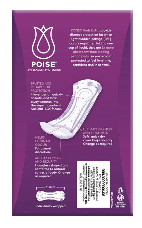 Poise Extra Pads - 12 Pack