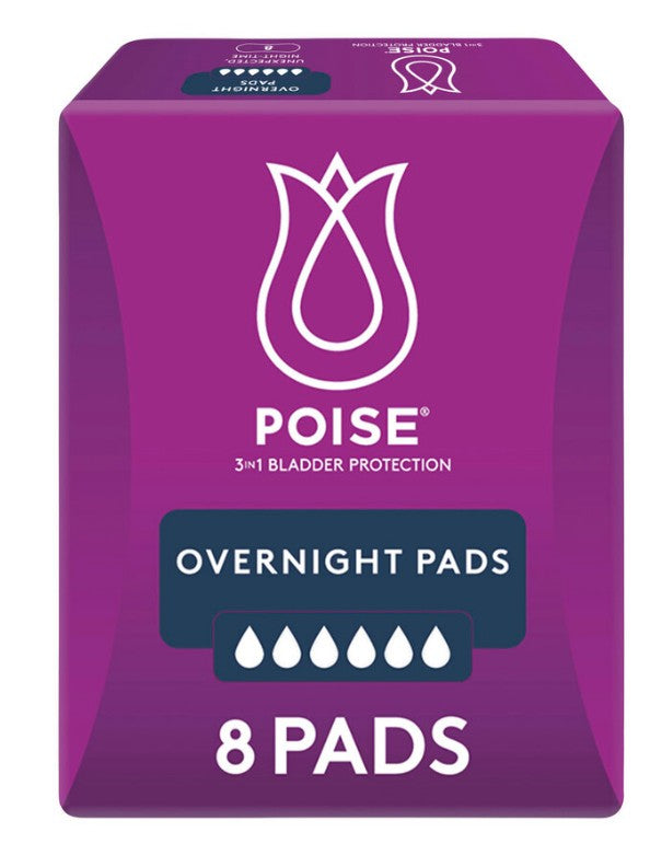 Poise Overnight Pads - 8 Pack