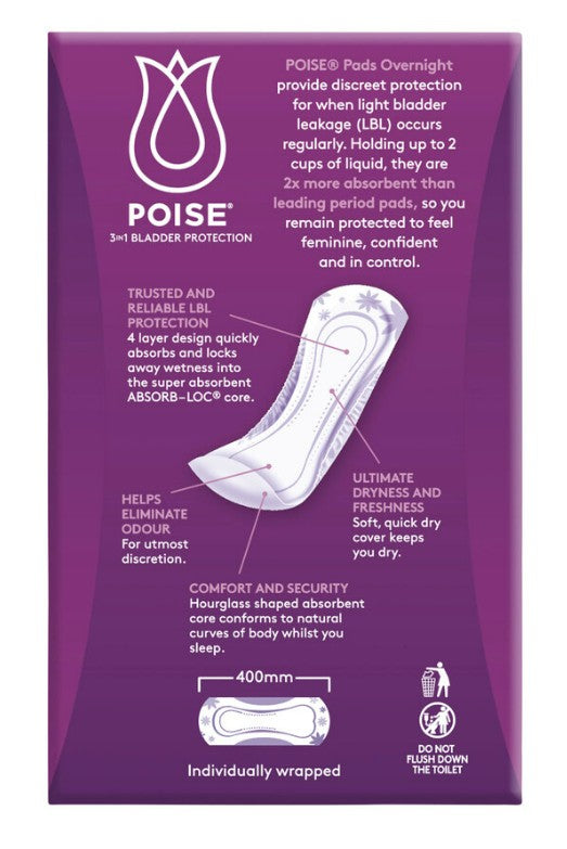 Poise Overnight Pads - 8 Pack