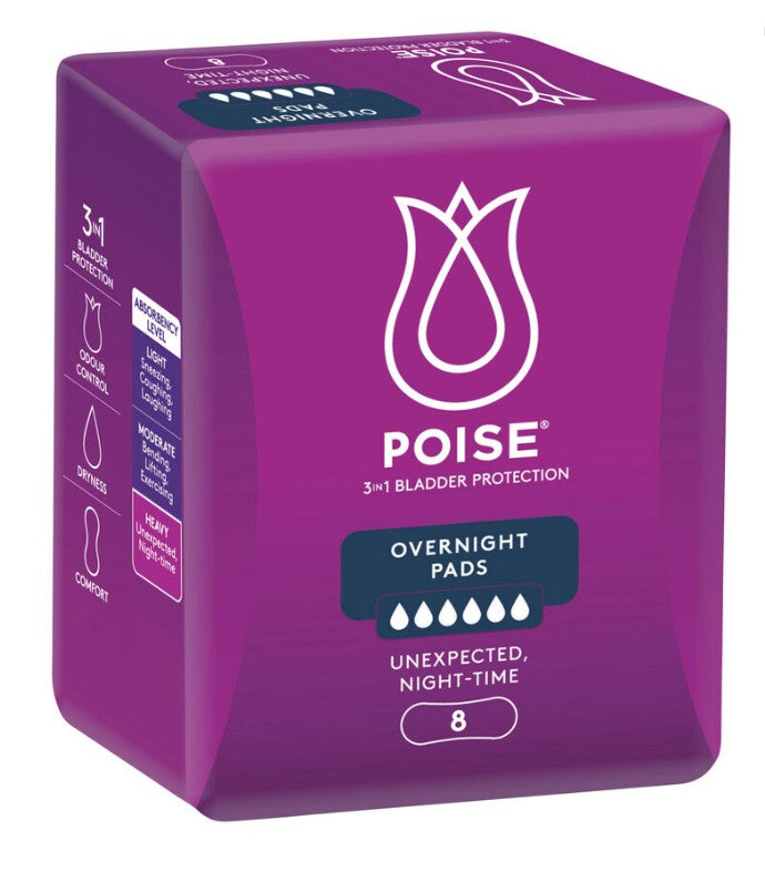 Poise Overnight Pads - 8 Pack