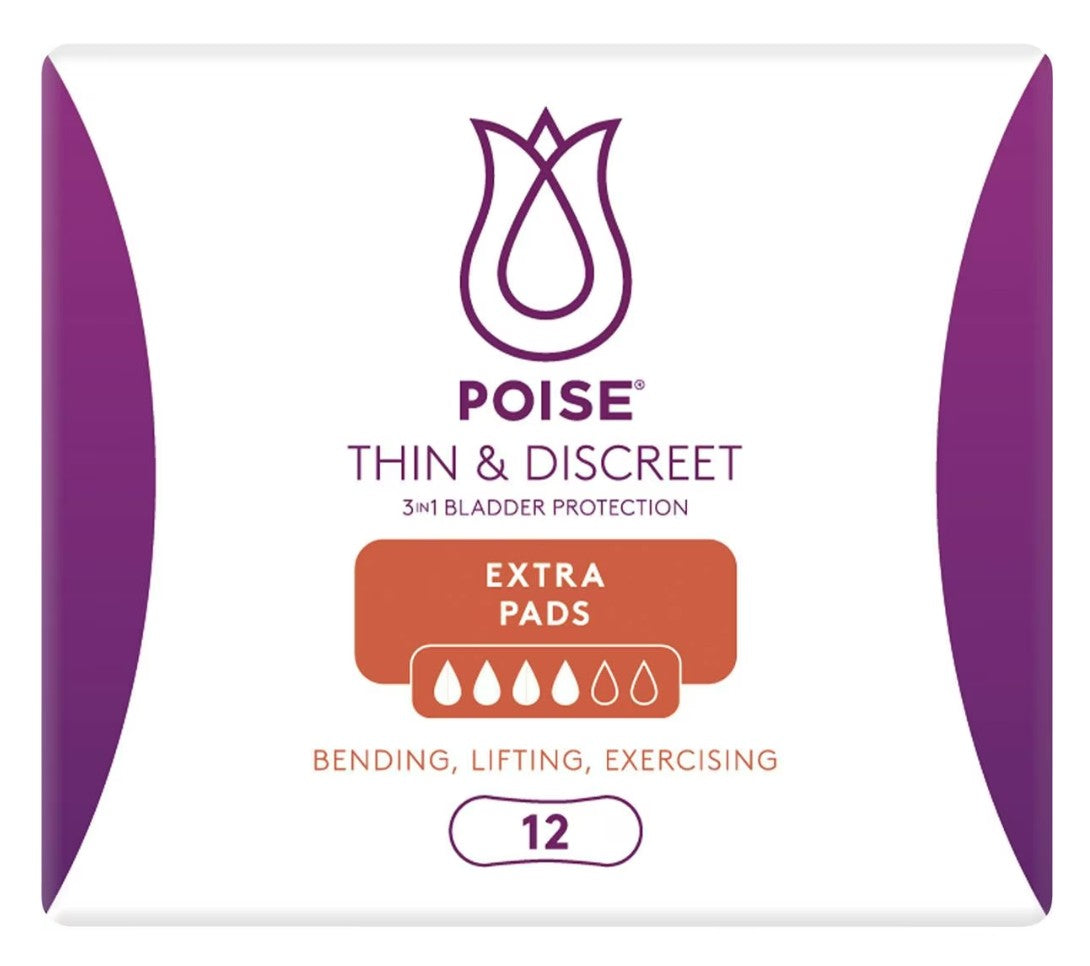 Poise Thin & Discreet Extra Pads - 12 Pack