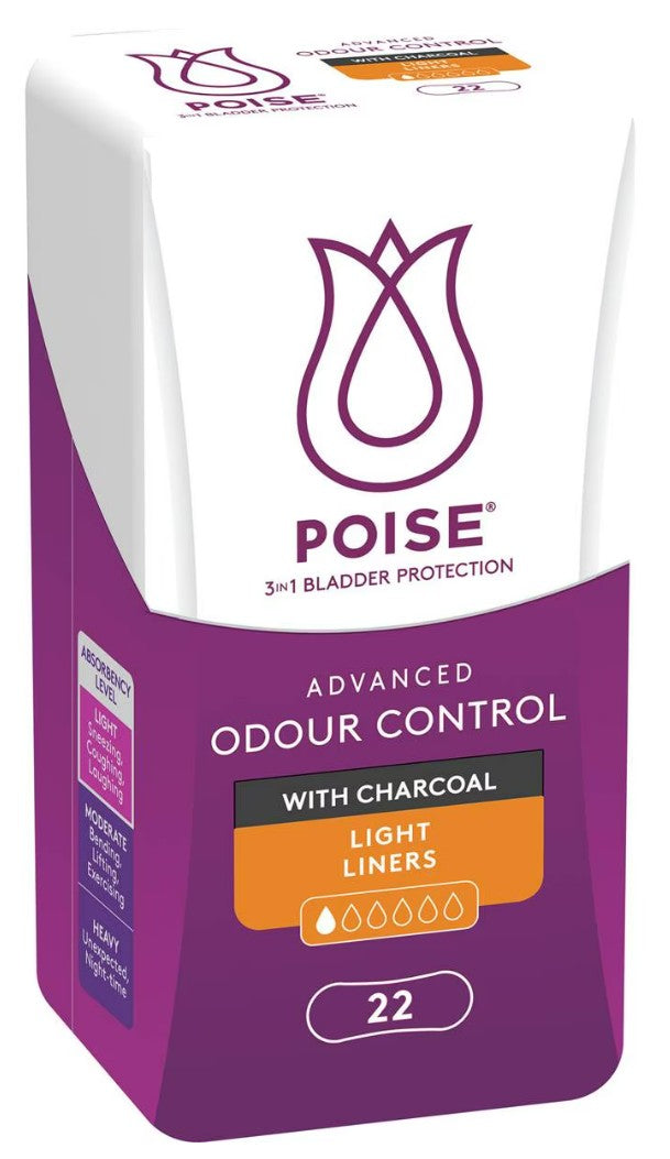 Poise Charcoal Light Liner - 22 Pack