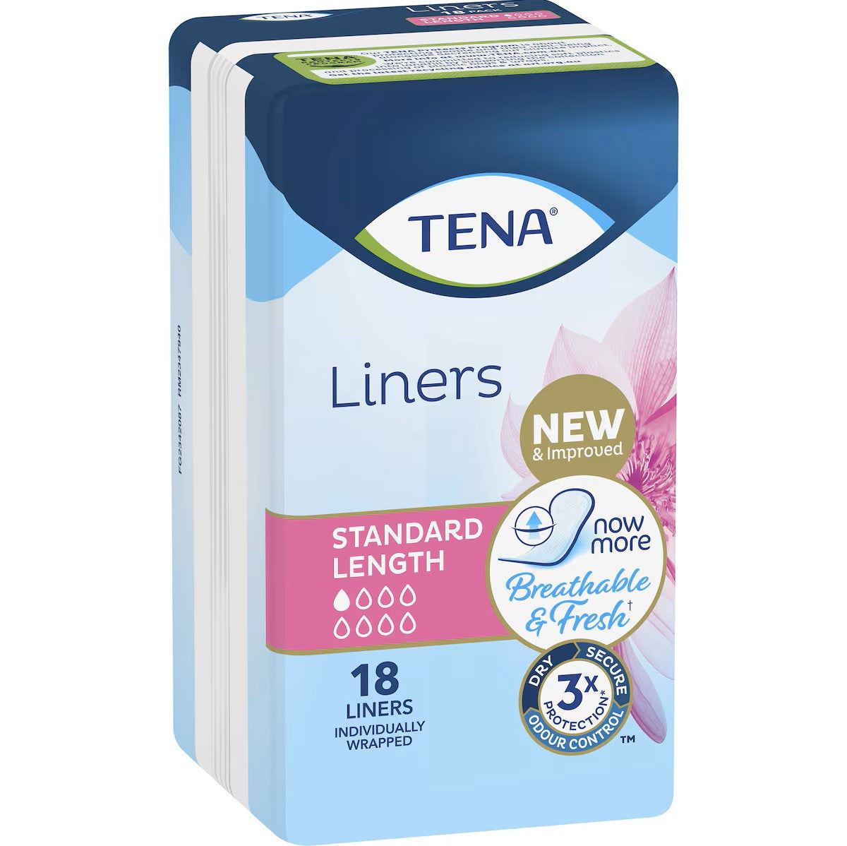 TENA Liners Standard Length - 1 Drop - 18 Pack
