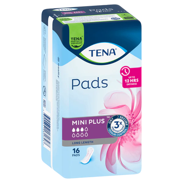 TENA Pads Mini Plus Long Length - 3 Drops - 16 Pack