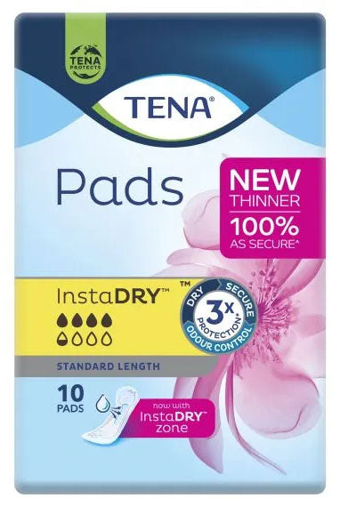 TENA Pads InstaDRY Standard Length 310x121mm 295ml - 10 Pack