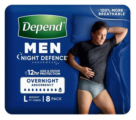 Depend Night Defence Pants (Men) - Large - 8 Pack