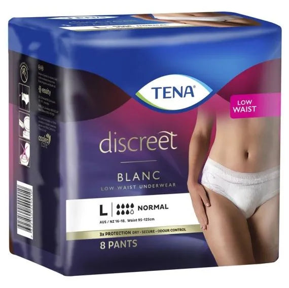 TENA Discreet Blanc Low Waist Pants (Women) - 8 Pack