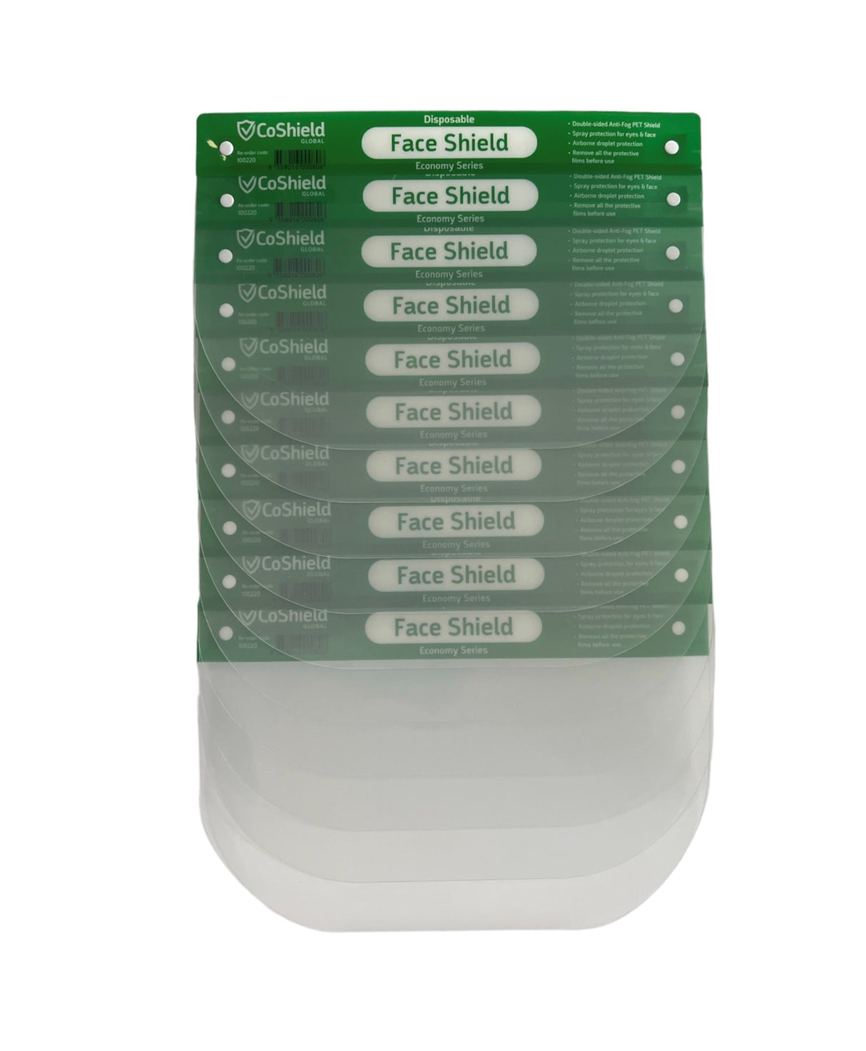 CoShield Disposable Face Shields (Green) - 10 pack