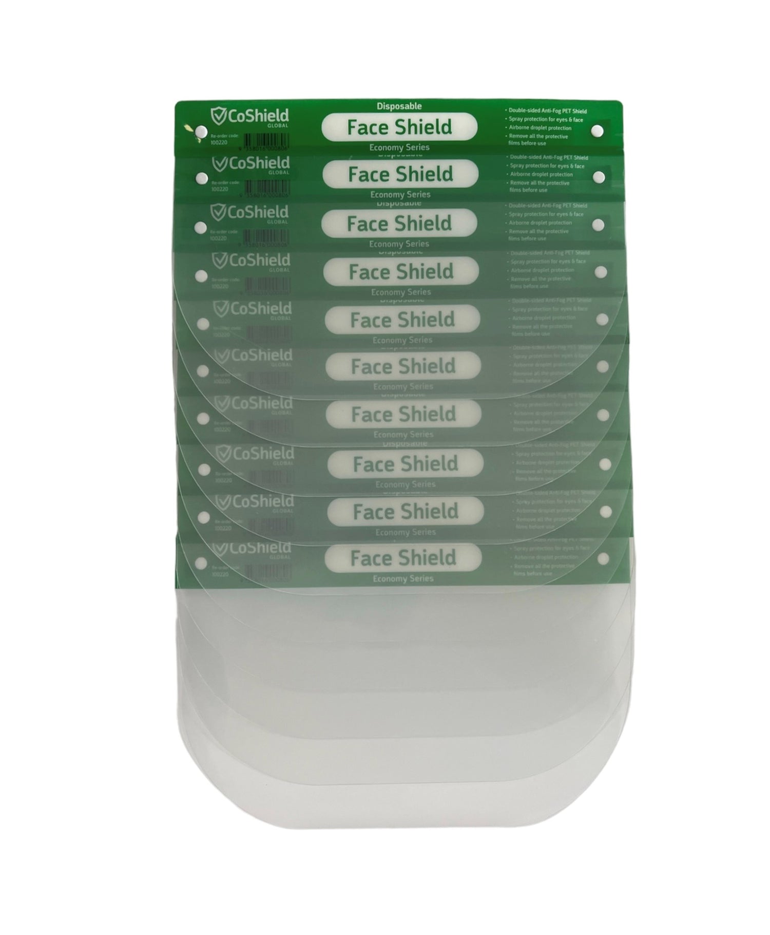 CoShield Disposable Face Shields (Green) - 10 pack