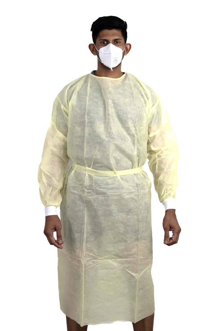Isolation Gown 25gsm Knit Cuff (Yellow) - Uni Size - 10 Pack