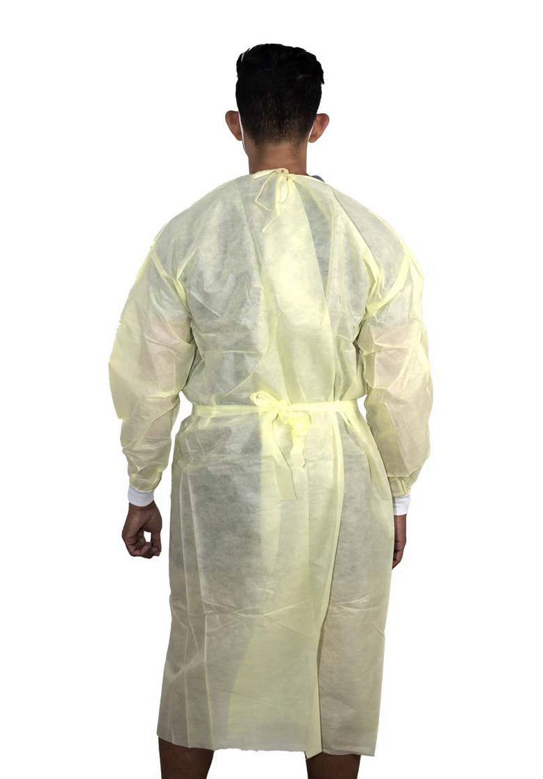 Isolation Gown 25gsm Knit Cuff (Yellow) - Uni Size - 10 Pack