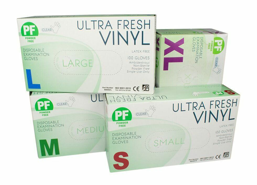 Ultra Fresh Vinyl Examination Gloves (Clear)