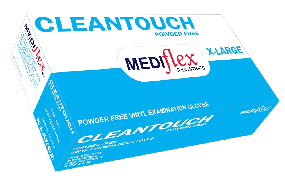 Mediflex Cleantouch PF Vinyl Gloves (Clear)