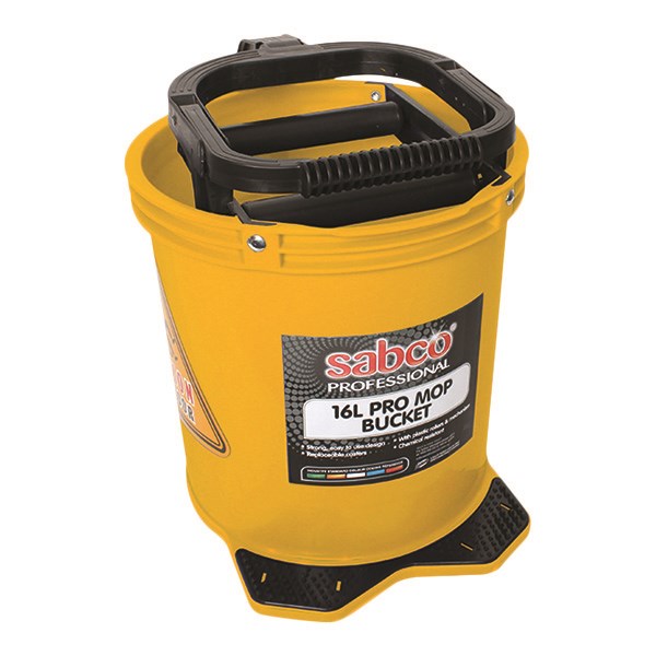 Sabco 16 Litre PRO Mop Bucket with plastic wringer (Yellow)