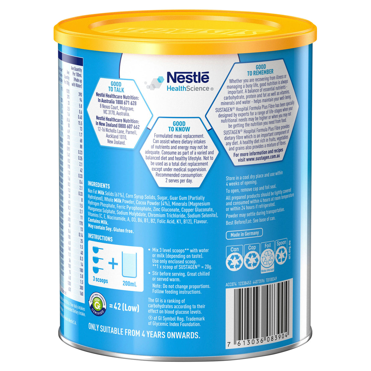 SUSTAGEN Hospital Formula Plus Fibre (Chocolate) 840g