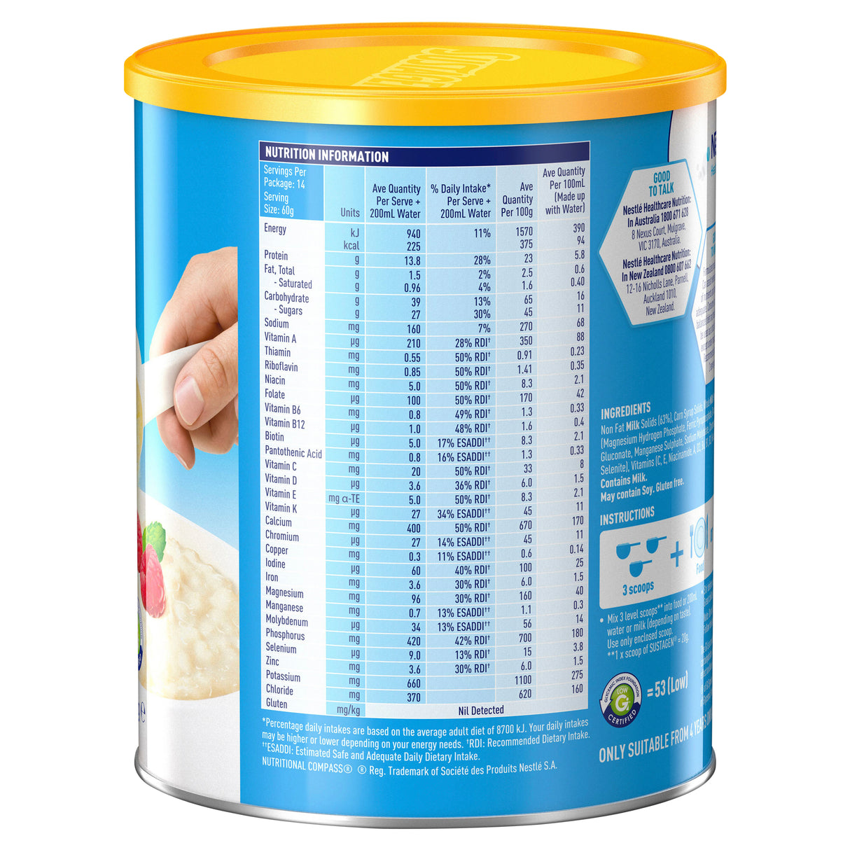 SUSTAGEN Hospital Formula (Neutral) 840g