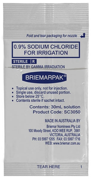 Briemar Sodium Chloride 0.9% Saline Irrigation solution sachet - 30ml