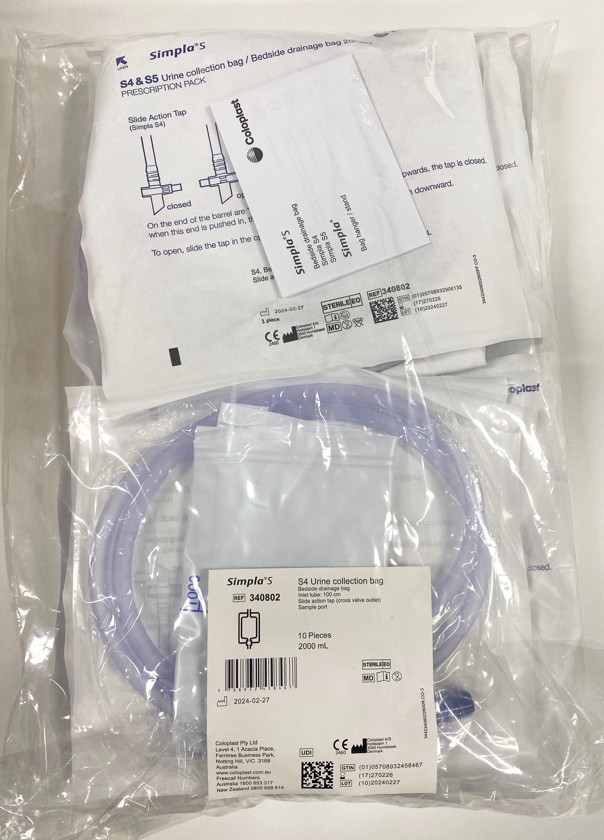 Simpla Drainage Bag S-4 2000ml (Sterile) - T-Tap