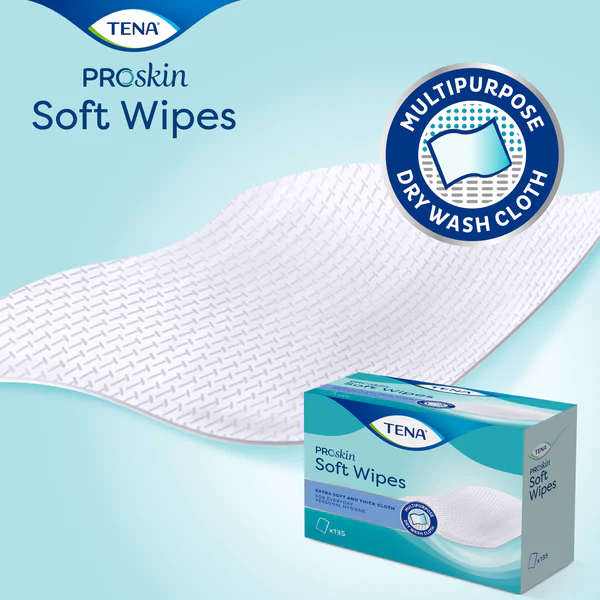 TENA PROskin Soft Dry Wipes - 19 x 30cm -  135 Pack