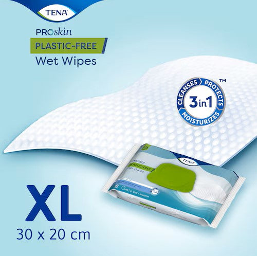 TENA PROskin Plastic-Free Wet Wipes 20 x 30cm - 48 Pack