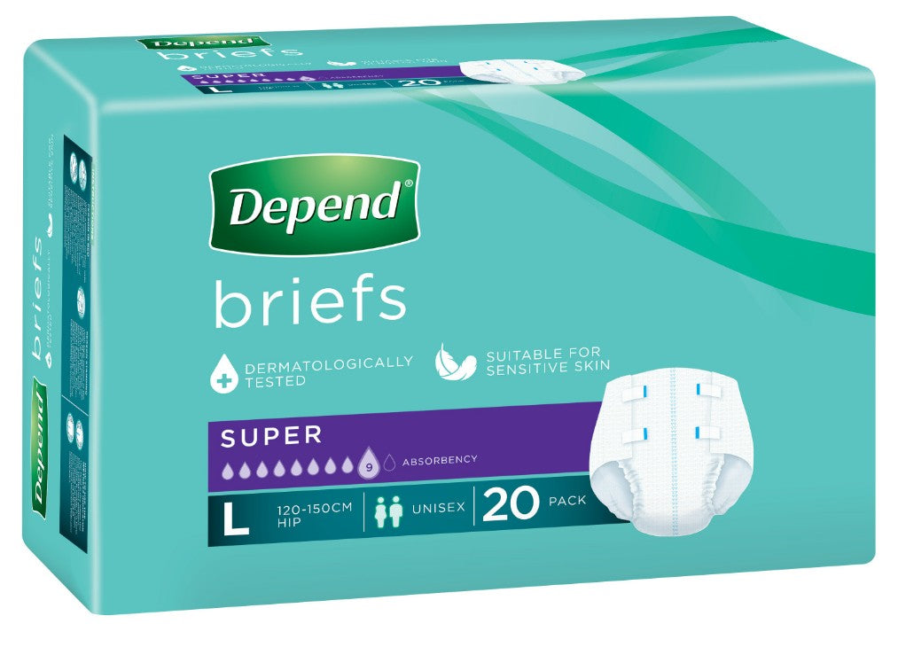 Depend Briefs Super (Unisex) - 20 Pack