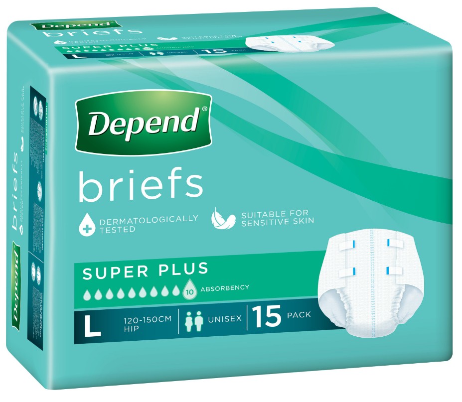 Depend Briefs Super Plus (Unisex) - 15 Pack