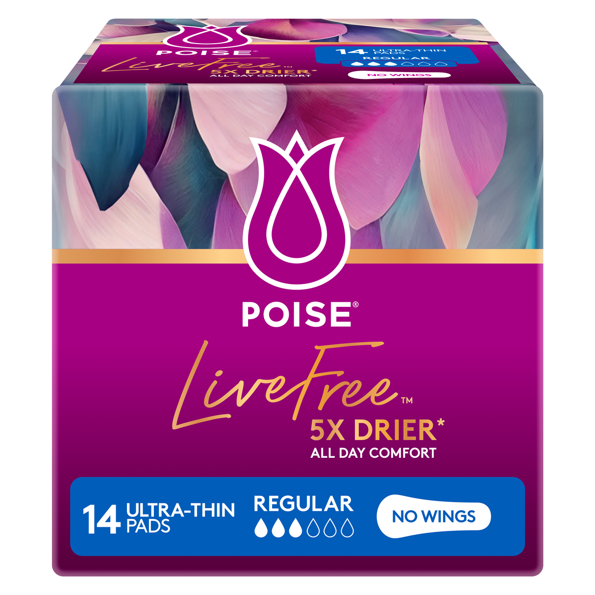 Poise LIVEFREE Regular Pads - 14 Pack