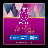 Poise LIVEFREE Regular Pads with Wings - 14 Pack