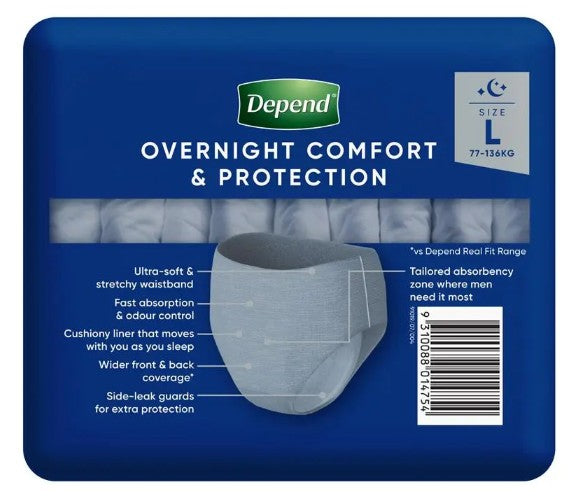 Depend Night Defence Pants (Men) - Large - 8 Pack