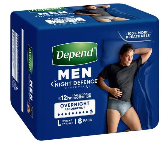 Depend Night Defence Pants (Men) - Large - 8 Pack