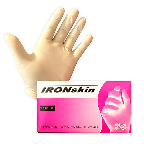 Ironskin Latex Gloves Powder Free (Clear)