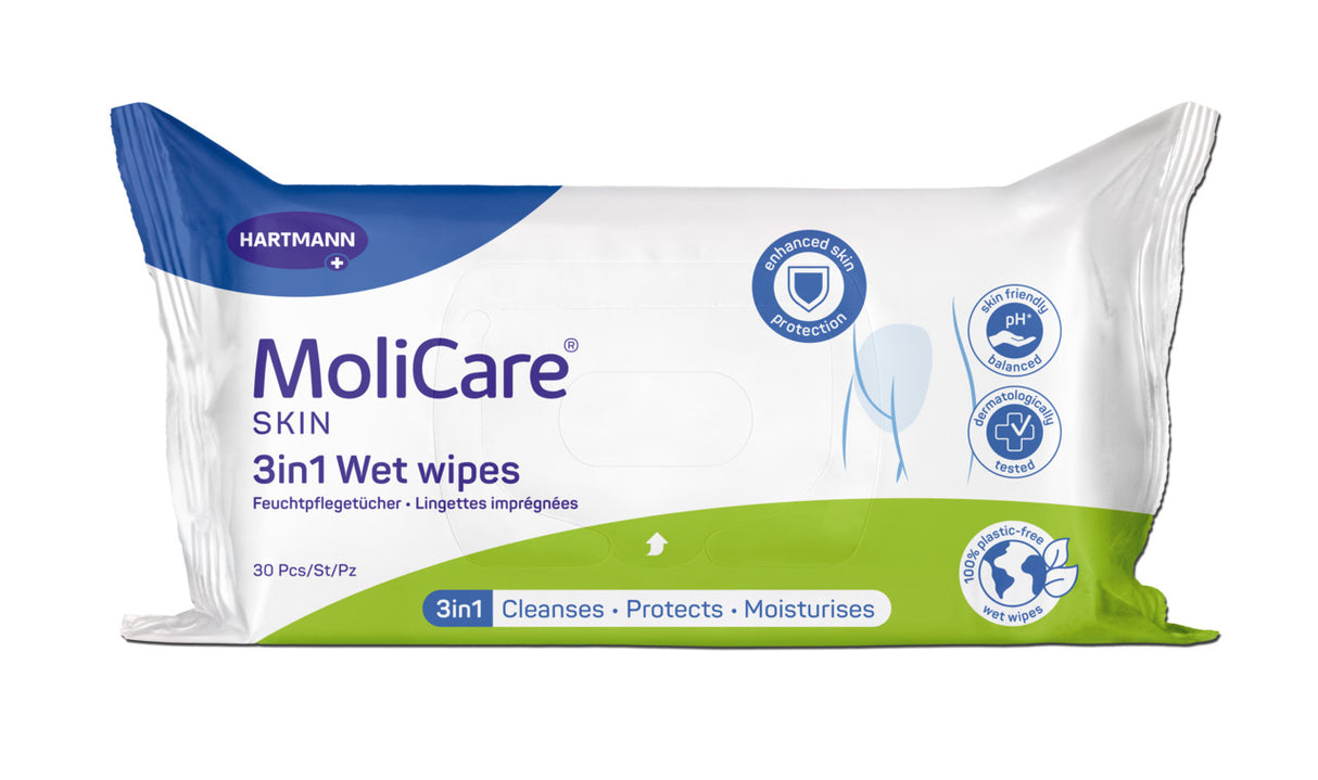 MoliCare Skin 3in1 Wet Wipes - 30 Pack