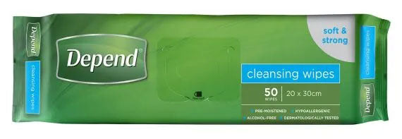 Depend Body Wipes 20 x 30cm - 50 Pack