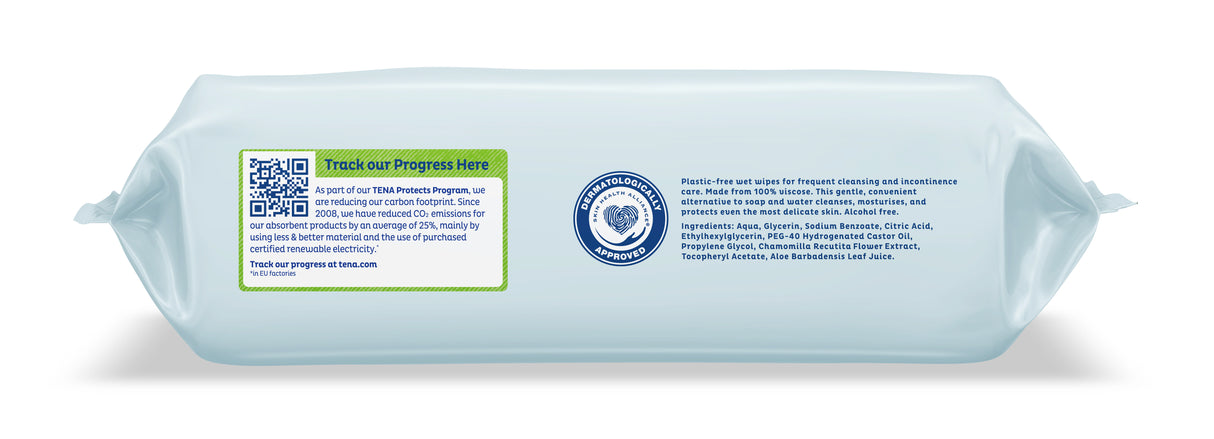 TENA PROskin Plastic-Free Wet Wipes 20 x 30cm - 80 Pack