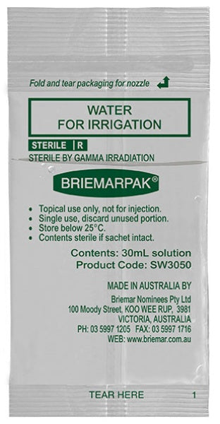 Briemar Sterile Water for Irrigation Sachet - 30ml